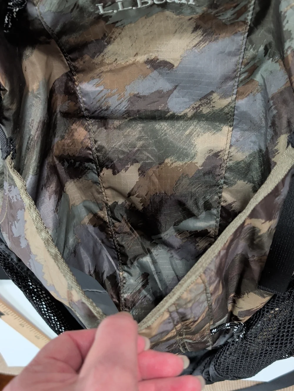 L. L. Bean, Stowaway, Camo Backpack.